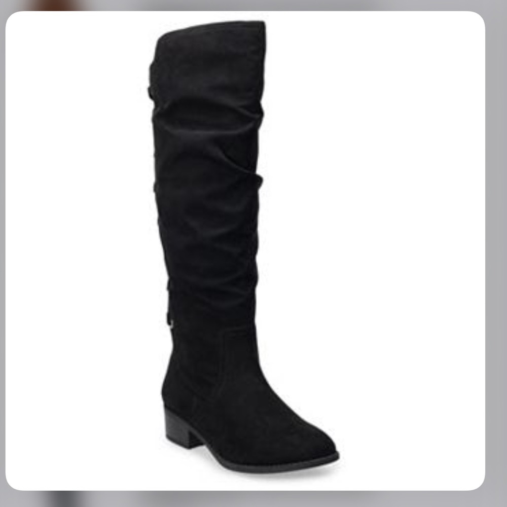 SO Othonna Faux Suede Knitted Lace Backing  Knee-High Boots Size 8.5 Wide Calf